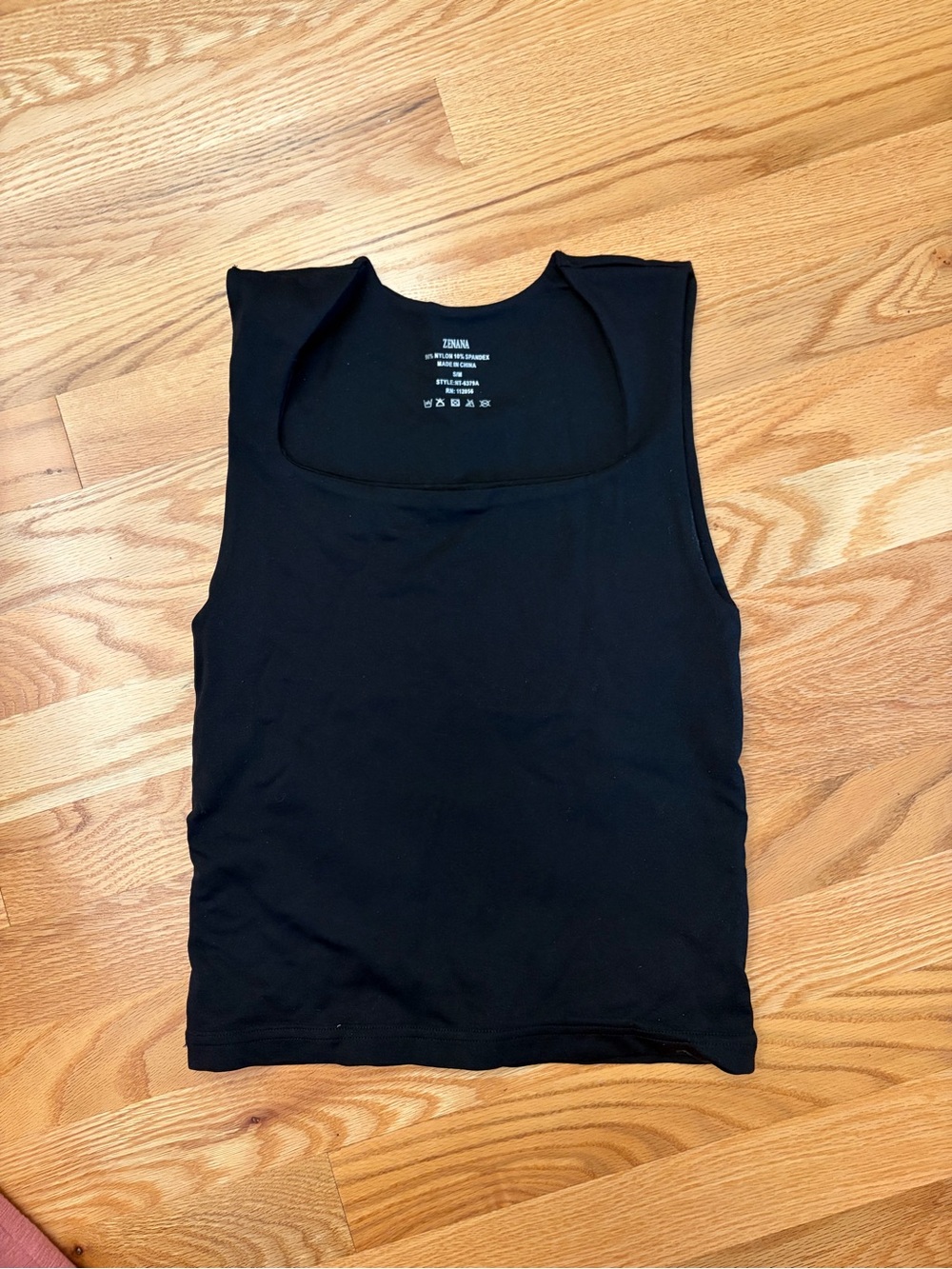 Zenana Black Square Neck Sleeveless Tank Top